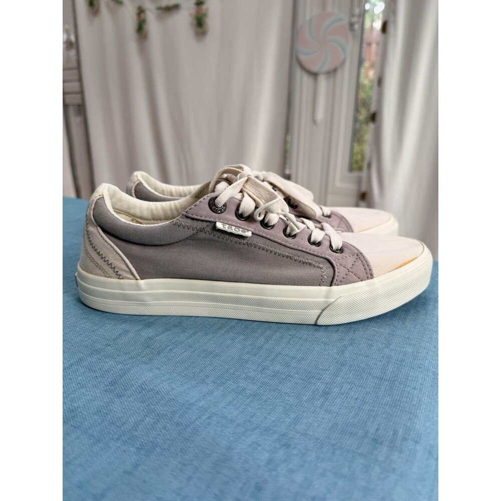 Taos Plim Soul Sneaker Canvas Ecru Tan Multi Colorblock Comfort Shoes Women 9